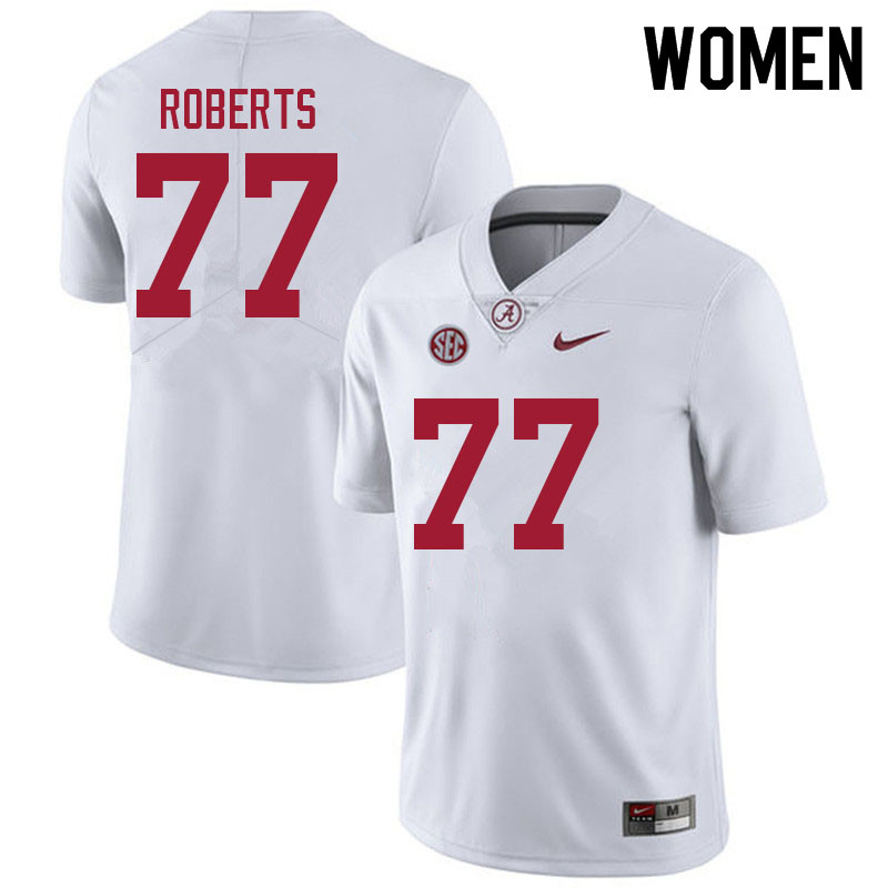 Women #77 Jaeden Roberts Alabama Crimson Tide College Football Jerseys Sale-White